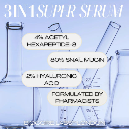 ADVANCED 3 IN 1 SUPER SERUM by BIOCORE LABS™ 100 mL 3.38 FL. OZ. - 3 IN 1 SUPER SERUM BY BIOCORE LABS 